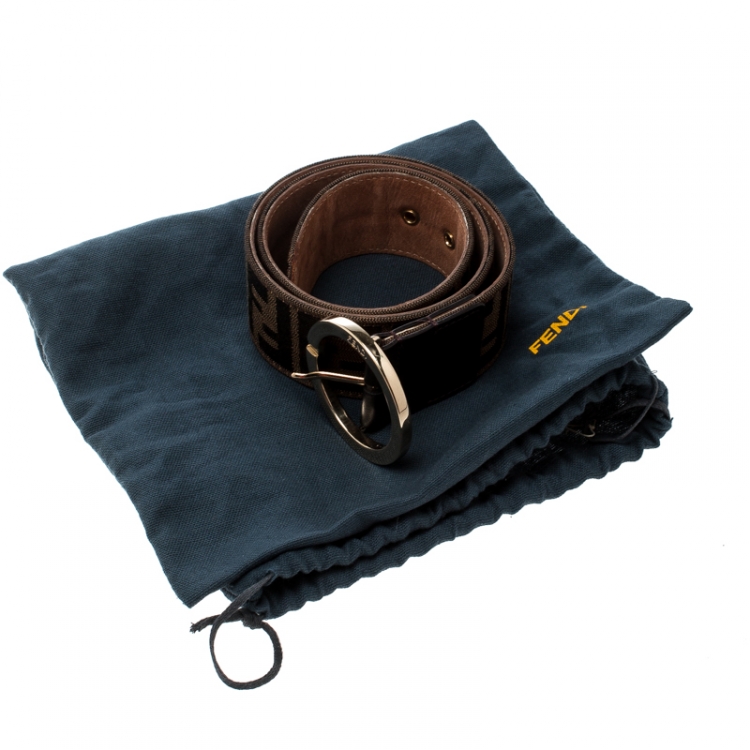 Pre Owned Fendi Brown Zucca Canvas Belt Size 75 cm