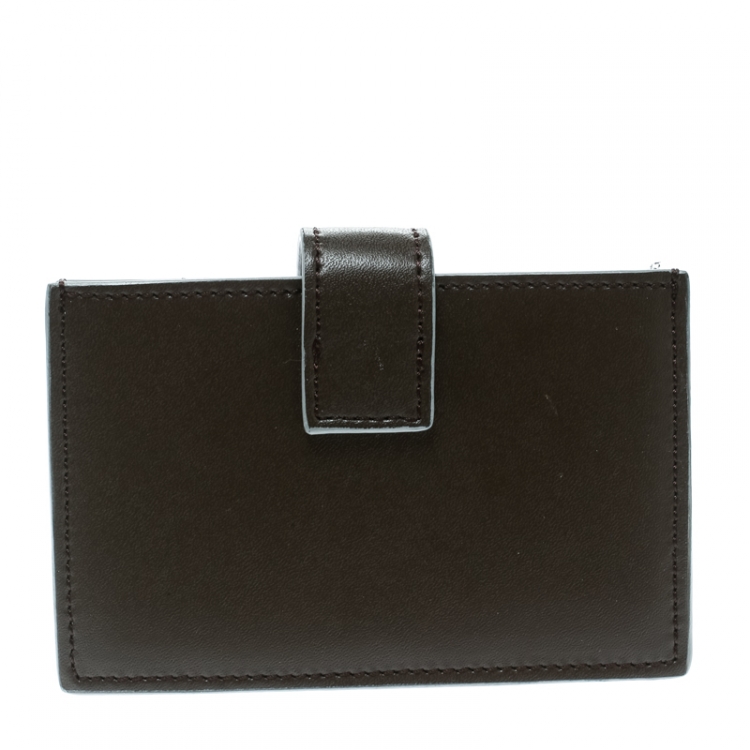 Pre Owned Fendi Brown Leather Single Stud Multiple Card Holder