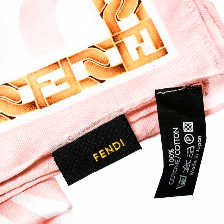 Pre Owned Fendi Pink Zucca Printed Cotton Square Handkerchief