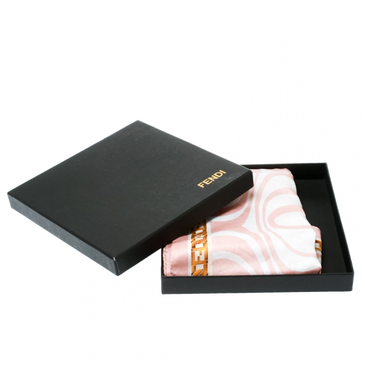Pre Owned Fendi Pink Zucca Printed Cotton Square Handkerchief