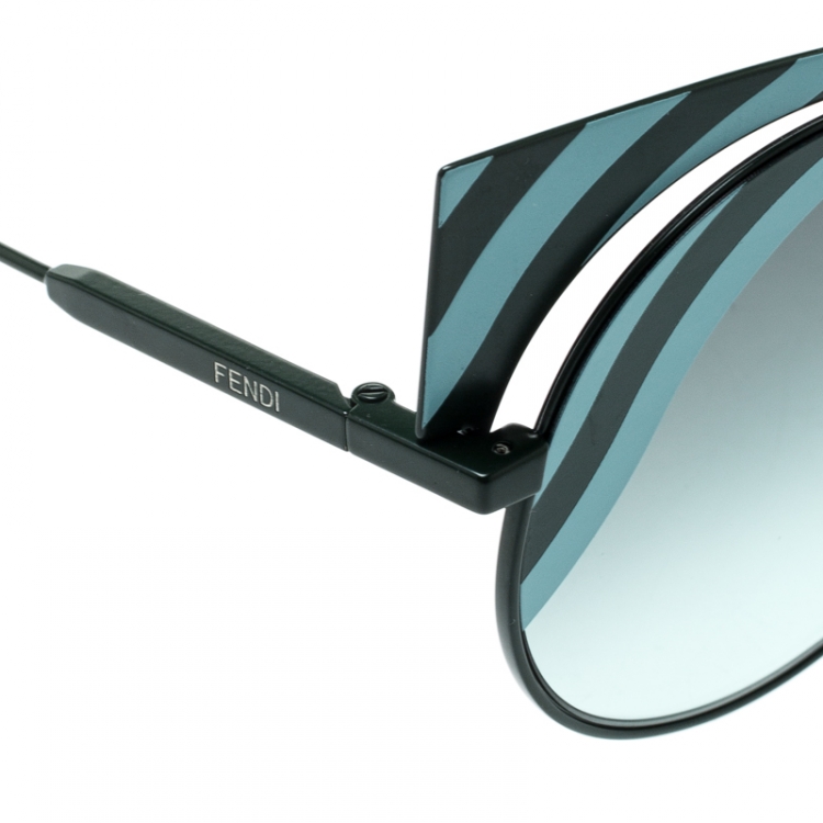 Pre Owned Fendi Turquoise /Green Gradient FF 0215/S Hypnoshine Cat Eye Sunglasses