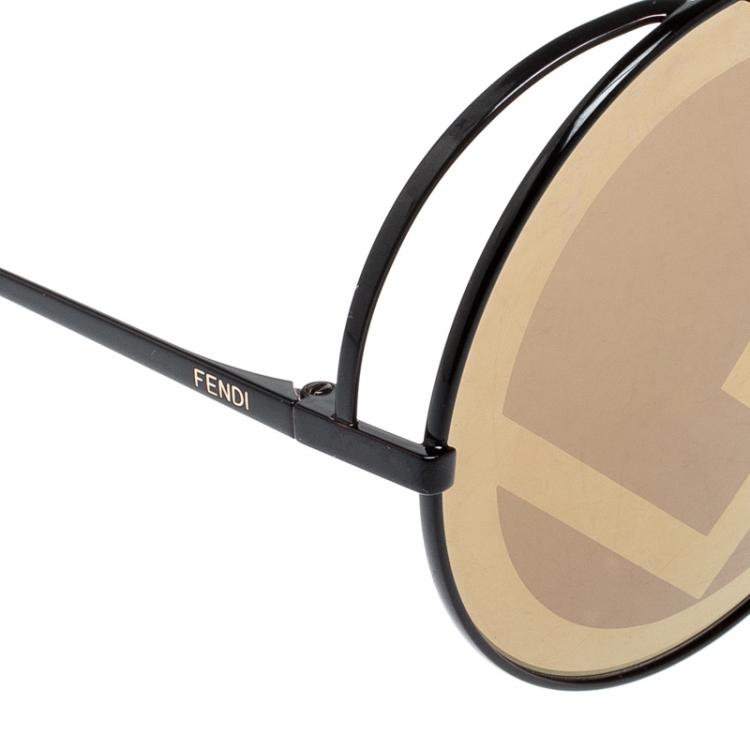 Pre Owned Fendi Black/Brown FF0258/S Runway Oversize Round Sunglasses