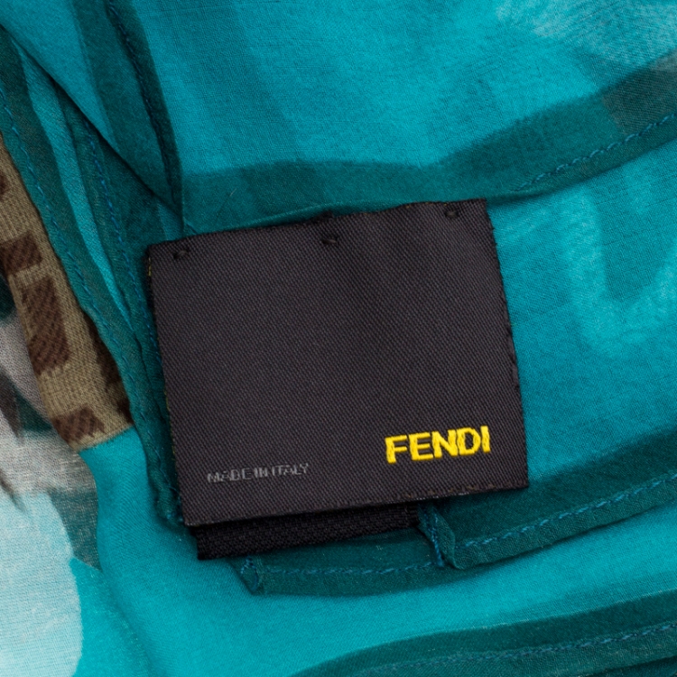 Pre Owned Fendi Multicolor Floral and Zucca Printed Silk Scarf 