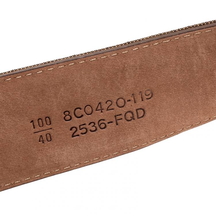 Pre Owned Fendi Zucca Canvas Logo Buckle Belt 100CM 