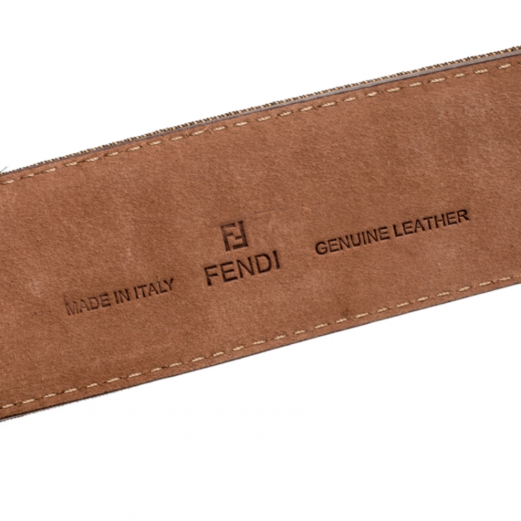 Pre Owned Fendi Zucca Canvas Logo Buckle Belt 100CM 