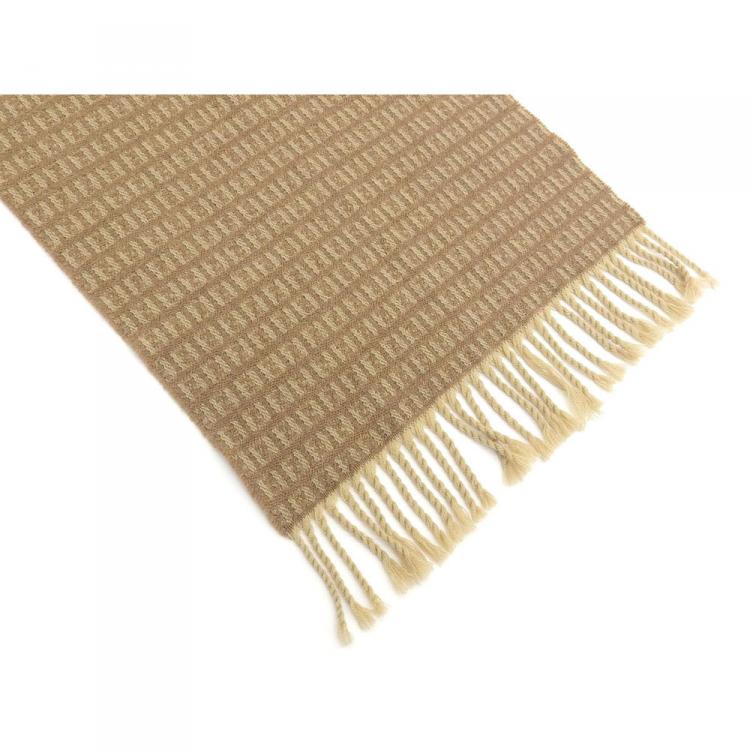 Pre Owned Fendi Brown Zucchino Wool Fringe Muffler