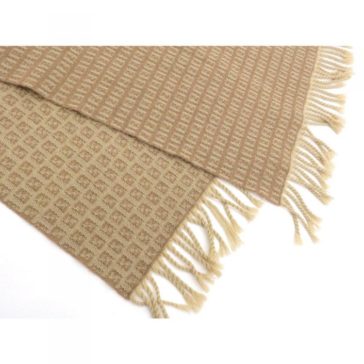 Pre Owned Fendi Brown Zucchino Wool Fringe Muffler
