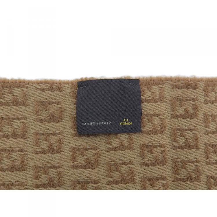 Pre Owned Fendi Brown Zucchino Wool Fringe Muffler