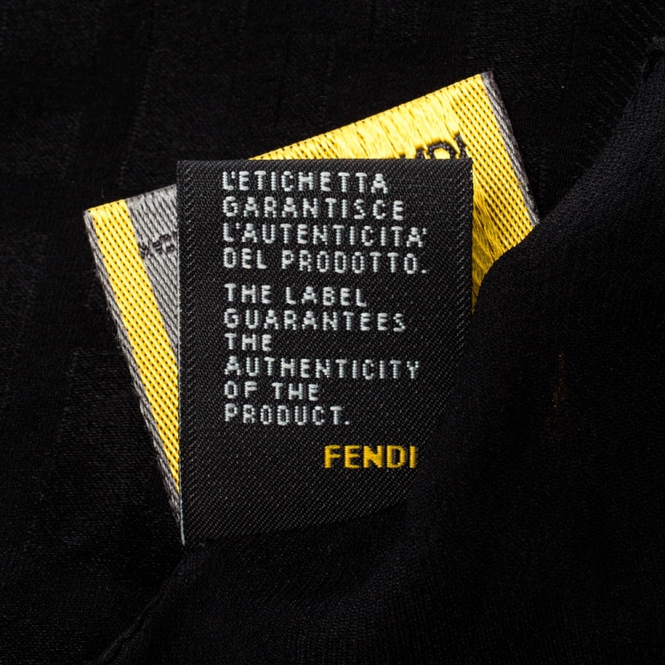 Pre Owned Fendi Black Zucca Monogram Silk Chiffon Scarf 