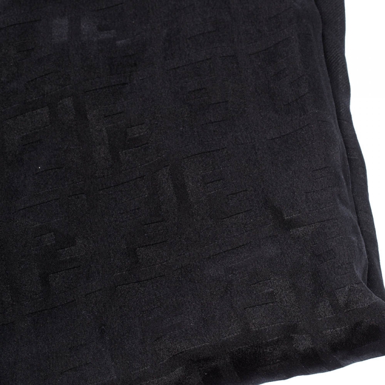 Pre Owned Fendi Black Zucca Monogram Silk Chiffon Scarf 