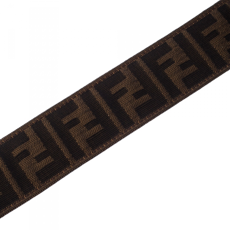 Pre Owned Fendi Tobacco Zucca Canvas and Leather Round Buckle Belt 90CM