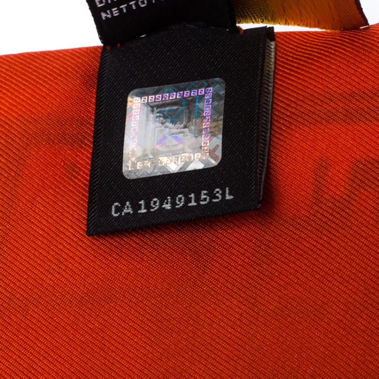 Pre Owned Fendi Mustard and Orange Printed Silk Bandeau Scarf