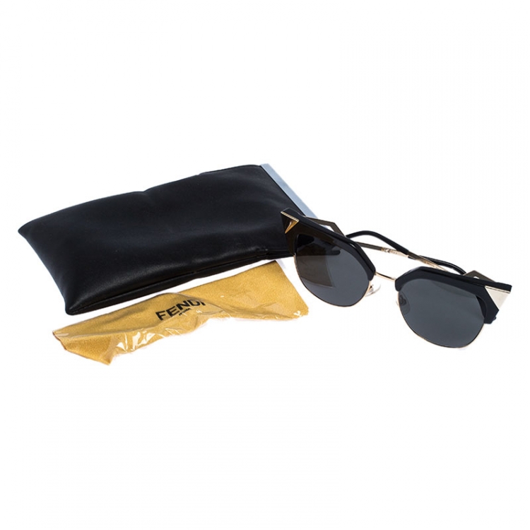 Pre Owned Fendi Gold Tone/Grey FF 0149 Iridia Cat Eye Sunglasses
