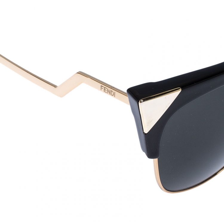 Pre Owned Fendi Gold Tone/Grey FF 0149 Iridia Cat Eye Sunglasses