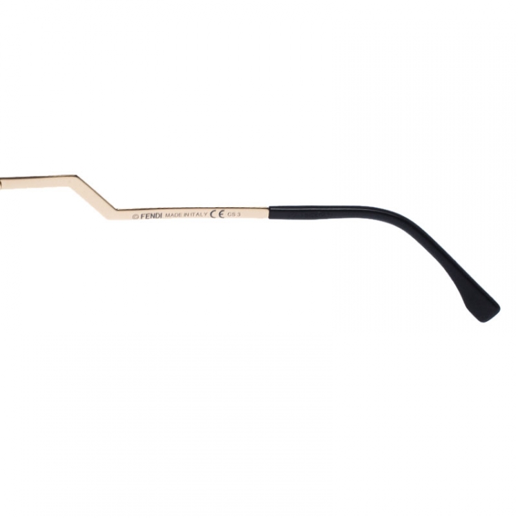 Pre Owned Fendi Gold Tone/Grey FF 0149 Iridia Cat Eye Sunglasses
