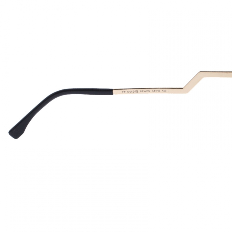 Pre Owned Fendi Gold Tone/Grey FF 0149 Iridia Cat Eye Sunglasses