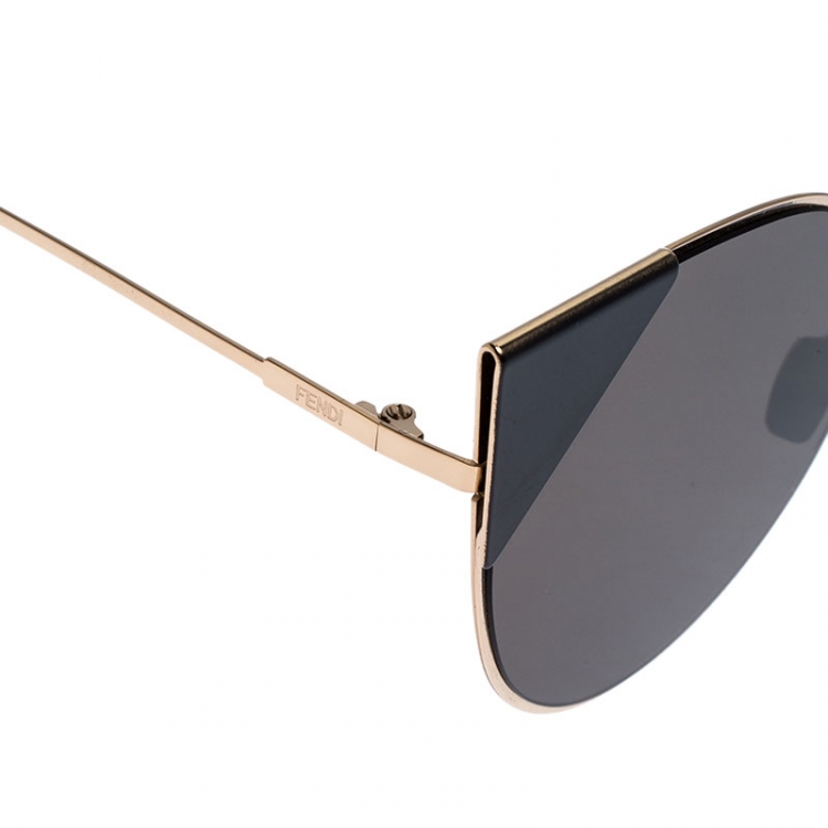 Pre Owned Fendi Rose Gold Tone /Brown FF0191/S Cat Eye Sunglasses