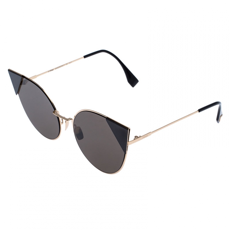 Pre Owned Fendi Rose Gold Tone /Brown FF0191/S Cat Eye Sunglasses