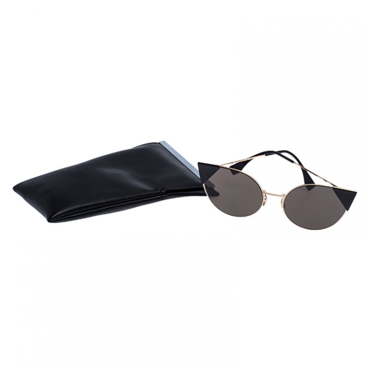 Pre Owned Fendi Rose Gold Tone /Brown FF0191/S Cat Eye Sunglasses