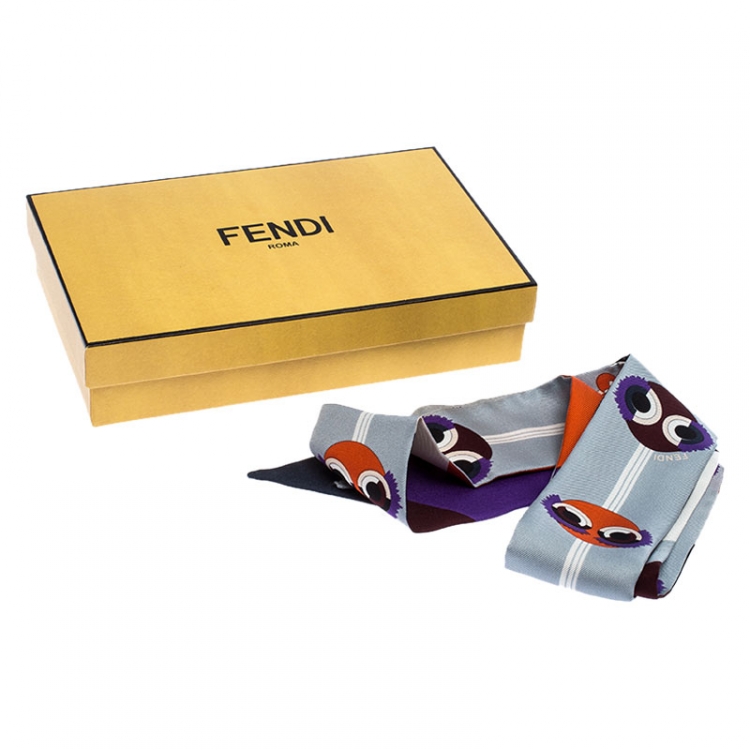 Pre Owned Fendi Multicolor Bugs Monster Print Bandeau Scarf