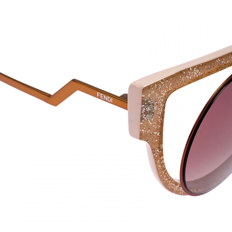 Pre Owned Fendi Copper Tone /Purple Gradient FF 0137/S Shimmer Paradeyes Sunglasses