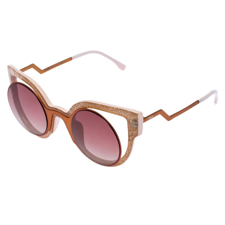 Pre Owned Fendi Copper Tone /Purple Gradient FF 0137/S Shimmer Paradeyes Sunglasses