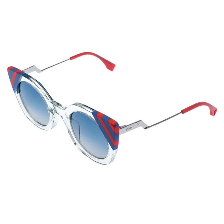 Pre Owned Fendi Multicolor Transparent Gradient Wave Cat Eye Sunglasses