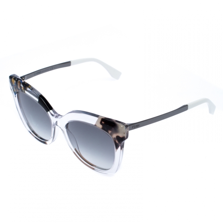 Pre Owned Fendi Clear Jungle/Dark Gradient FF 0179/S Cateye Sunglasses