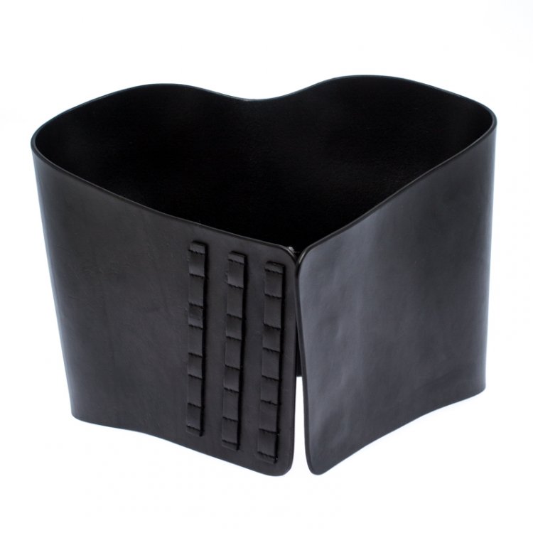 Pre Owned Fendi Black Leather Strapless Bustier 