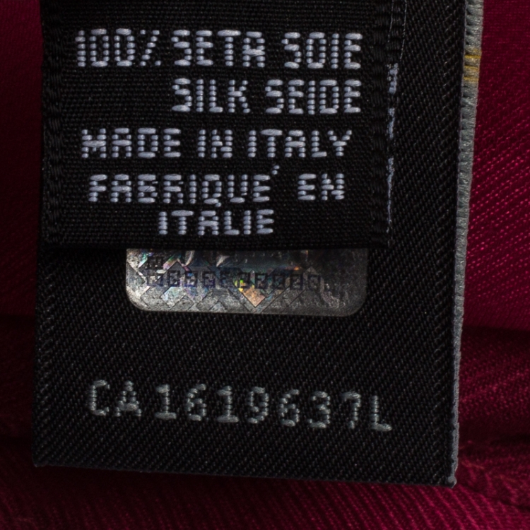 Pre Owned Fendi Berry Pink Zucca Patterned Silk Scarf