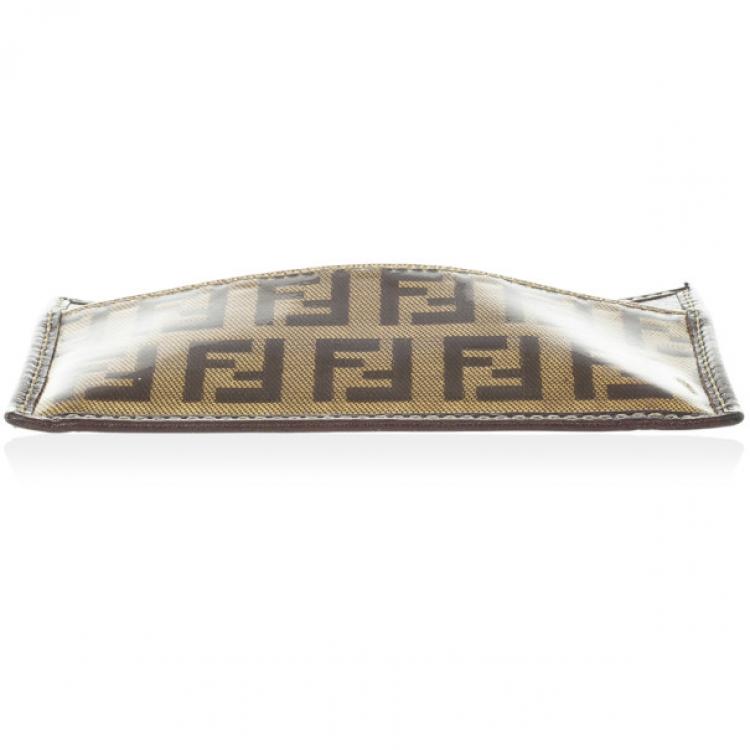 Pre Owned Fendi Zucchino Business Card Holder 