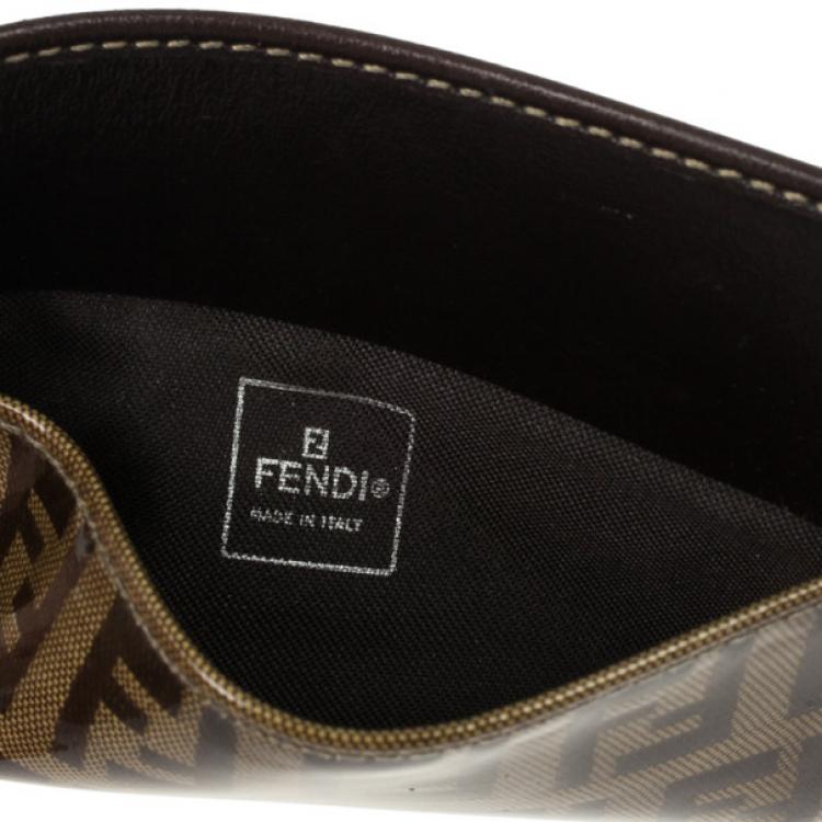 Pre Owned Fendi Zucchino Business Card Holder 