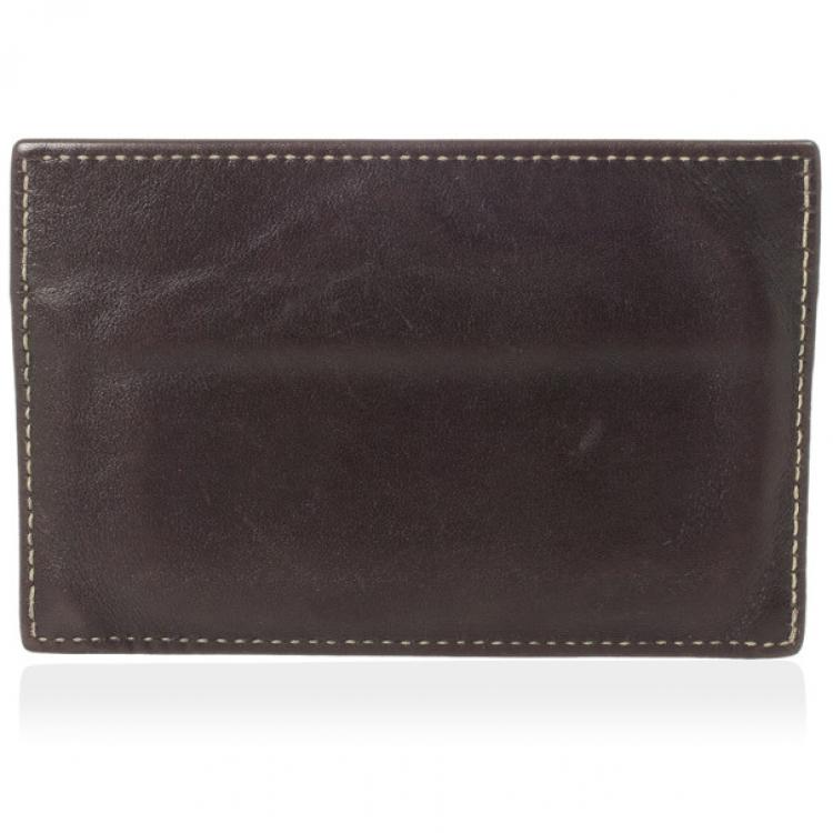 Pre Owned Fendi Zucchino Business Card Holder 