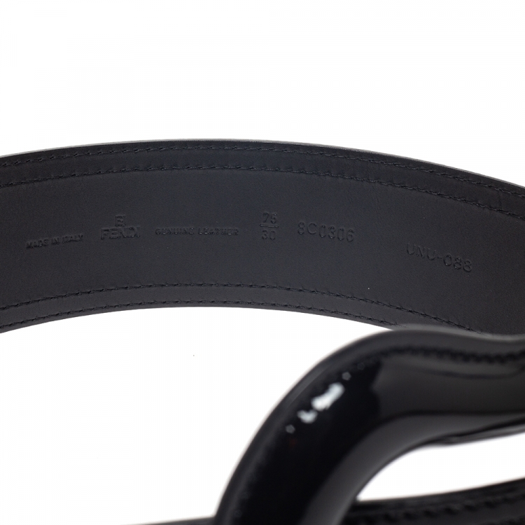 Pre Owned Fendi Black Patent Leather Waist B Buckle Belt 75CM