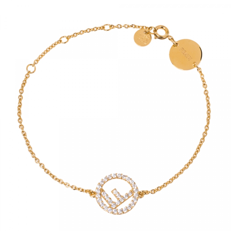 Fendi F is Fendi Crystal Gold Tone Bracelet Fendi | The Luxury Closet