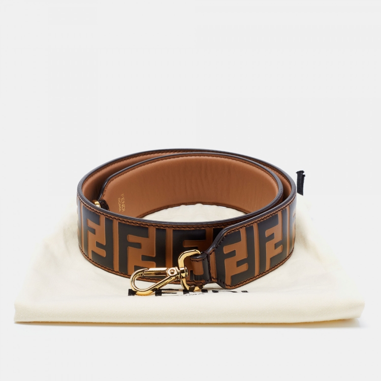 مملوكة مسبقًا Fendi Tobacco Zucca Leather Strap You Bag Shoulder Strap