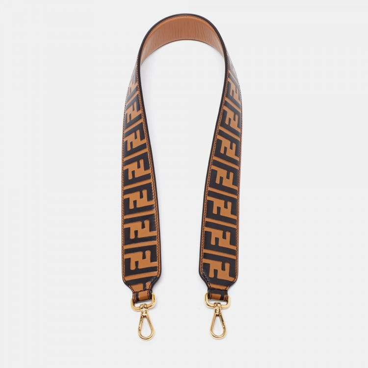 مملوكة مسبقًا Fendi Tobacco Zucca Leather Strap You Bag Shoulder Strap
