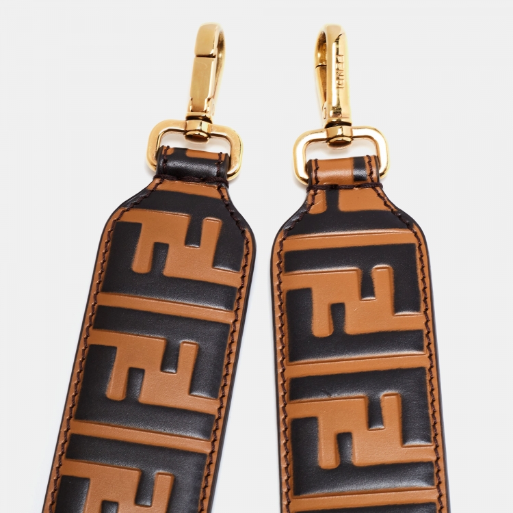 مملوكة مسبقًا Fendi Tobacco Zucca Leather Strap You Bag Shoulder Strap