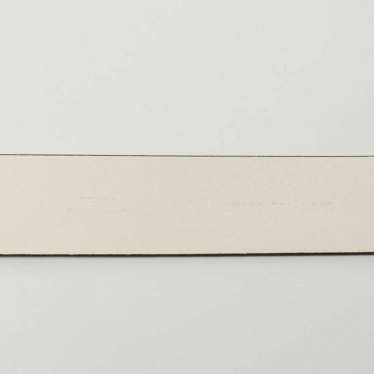 Pre Owned Fendi Off White Leather FF Logo Buckle Belt 85CM