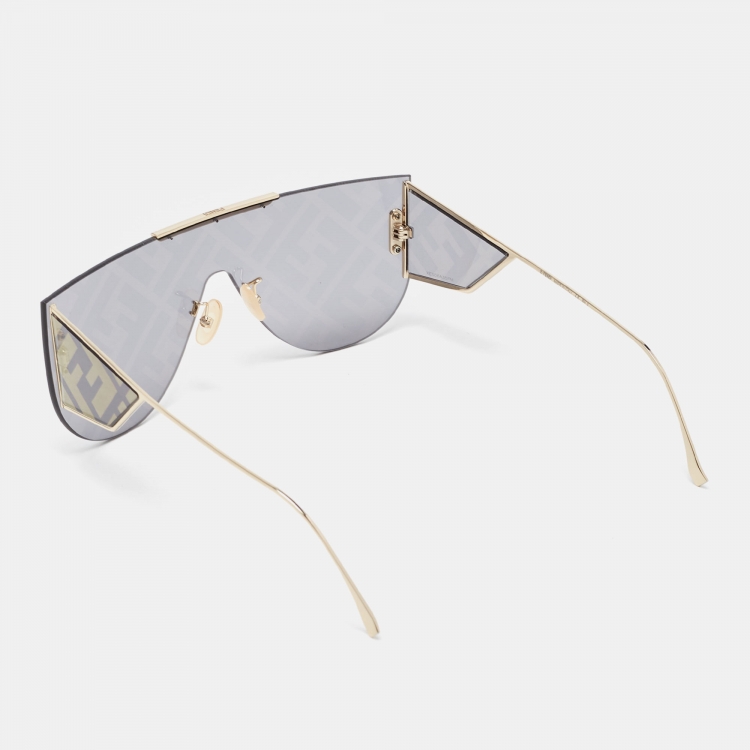 Pre Owned Fendi Black/Gold FF Motif Gradient Decor Sunglasses