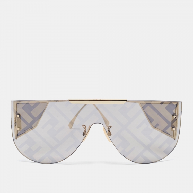 Pre Owned Fendi Black/Gold FF Motif Gradient Decor Sunglasses