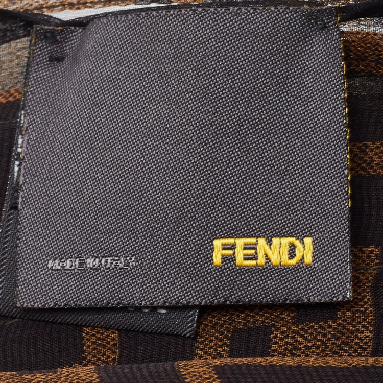 Pre Owned Fendi Brown Zucca Silk Chiffon Layered Scarf