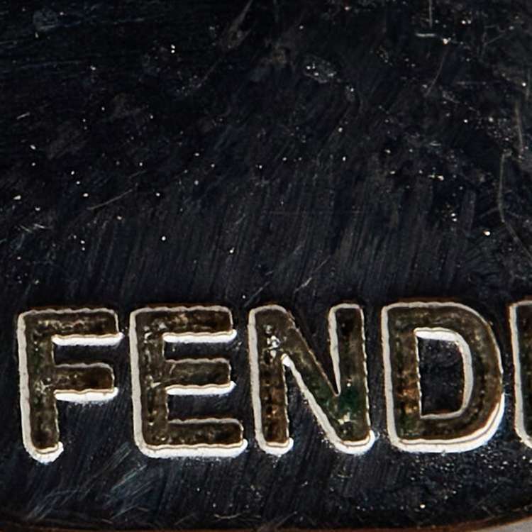 Pre Owned Fendi Two Tone Flower Motif Open Ring Size 52.5