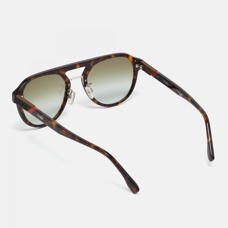 Pre Owned Fendi Brown Gradient FE40003U Aviator Sunglasses