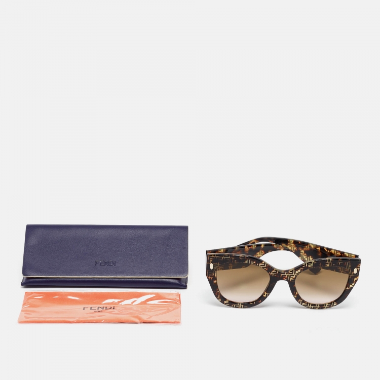 Pre Owned Fendi Tortoise Brown Gradient FF0435/S Cat Eye Sunglasses