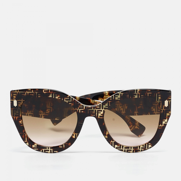 Pre Owned Fendi Tortoise Brown Gradient FF0435/S Cat Eye Sunglasses