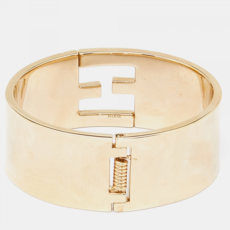 Pre Owned Fendi Fendista Crystal Gold Tone Bracelet S