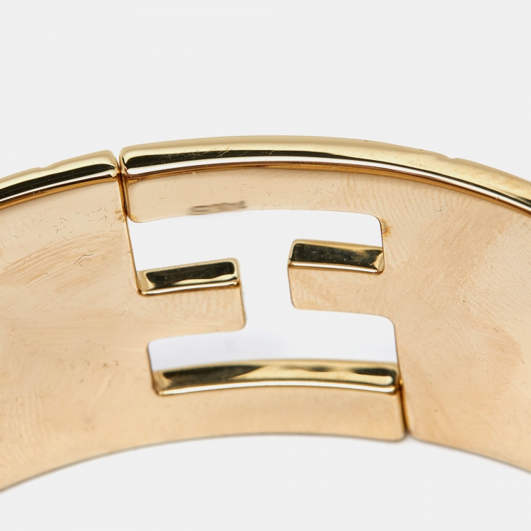 Pre Owned Fendi Fendista Crystal Gold Tone Bracelet S
