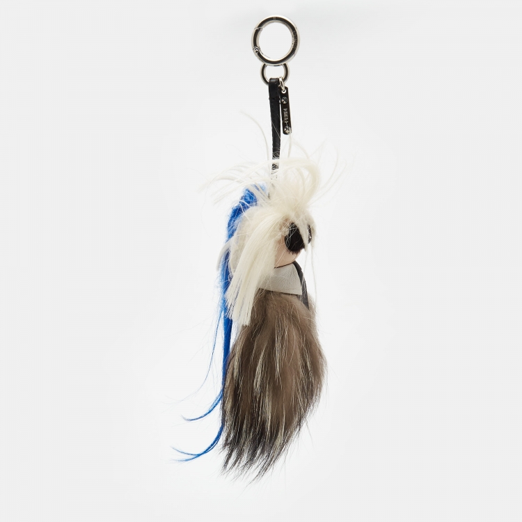 مملوكة مسبقًا Fendi Multicolor Fur and Leather Karlito Bag Charm
