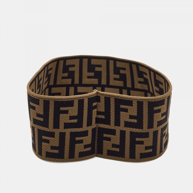 Pre Owned Fendi Brown/Black  Nylon FF Stretch Visor 